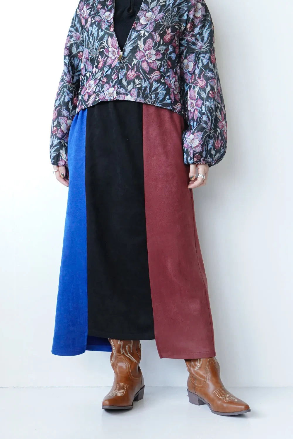 【LILA n’ citta】フェイクスエード配色スカート