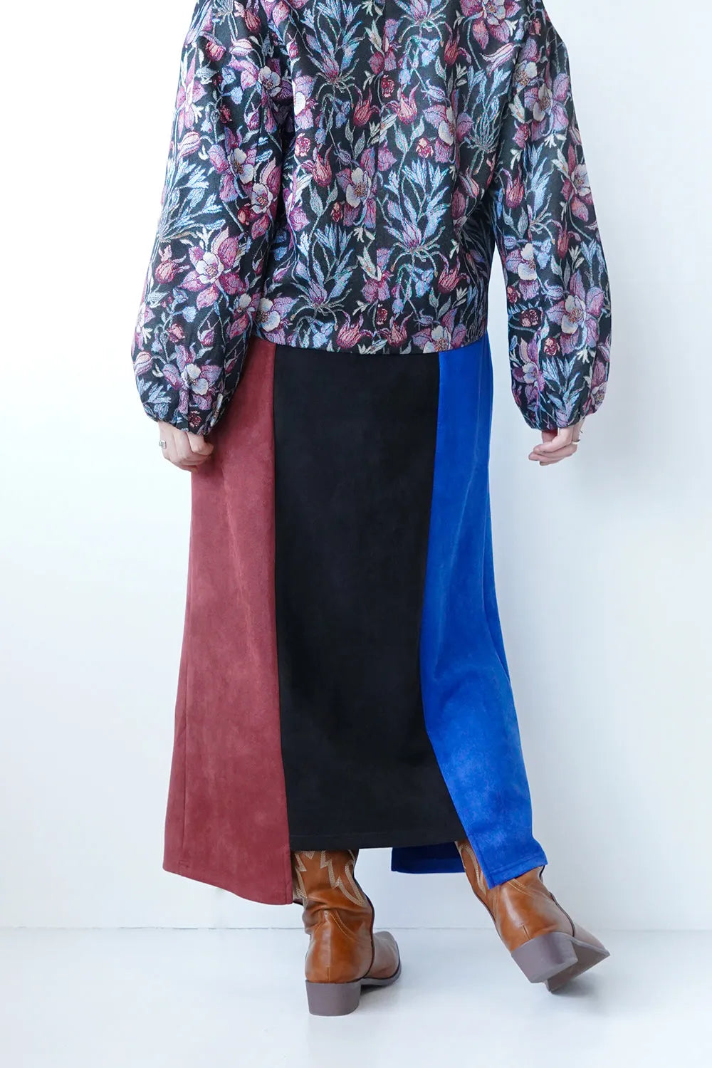 【LILA n’ citta】フェイクスエード配色スカート