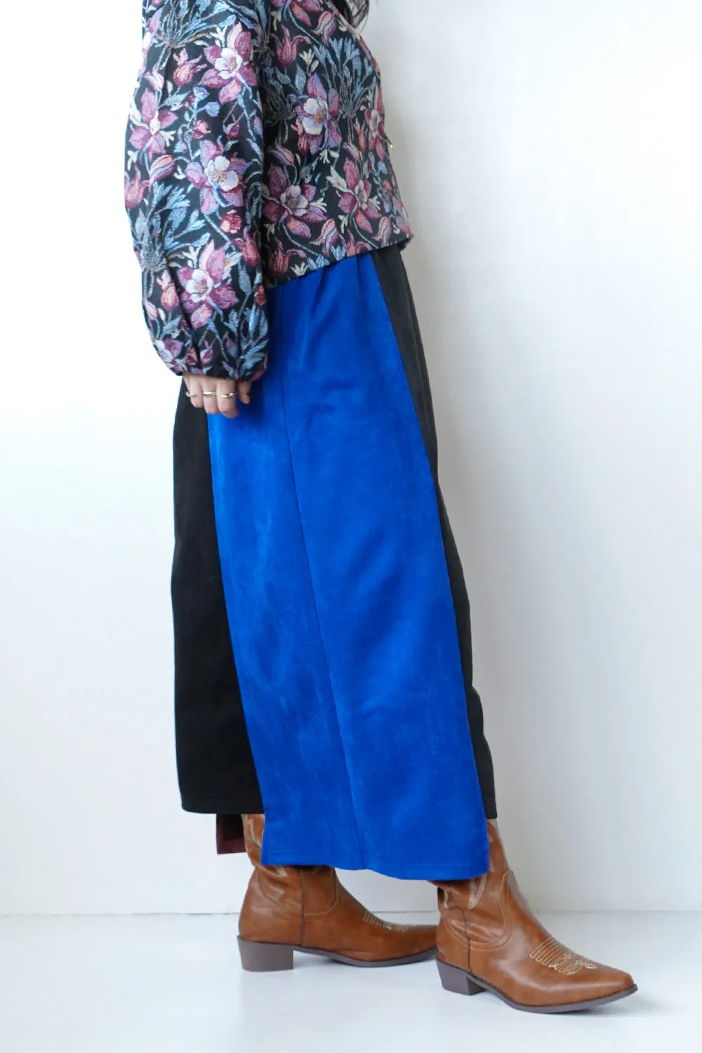 【LILA n’ citta】フェイクスエード配色スカート