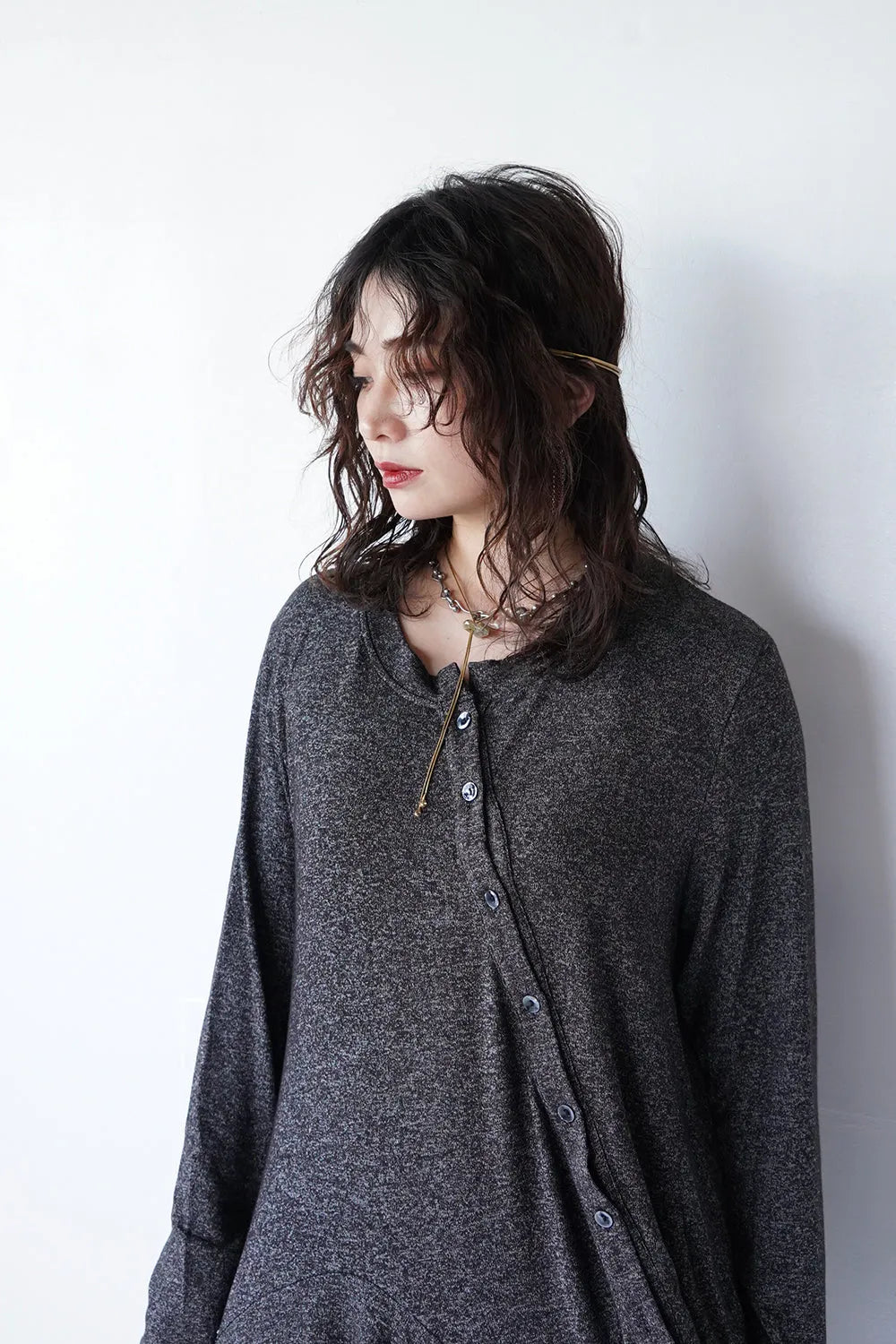 アシメ変形チュニックニットワンピース