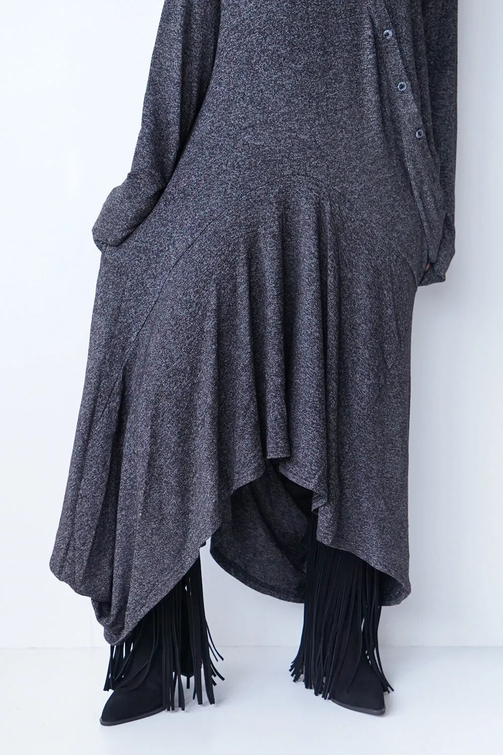 アシメ変形チュニックニットワンピース