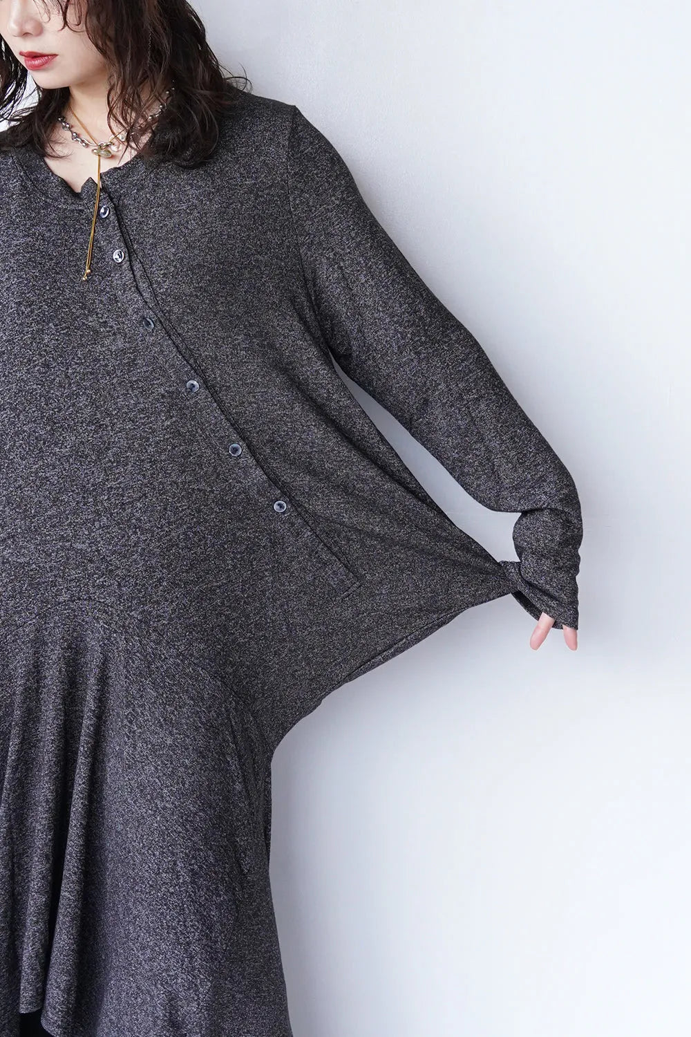 アシメ変形チュニックニットワンピース