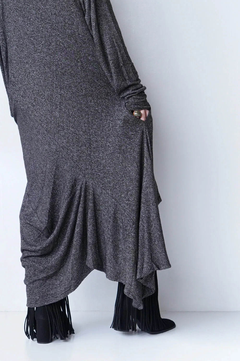 アシメ変形チュニックニットワンピース