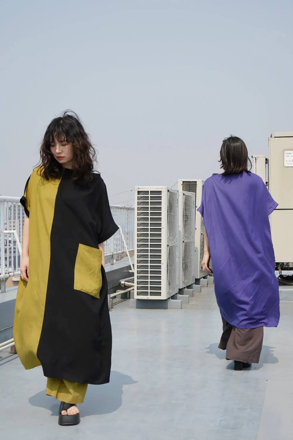 【LILA n’ citta】リネンレーヨンバイカラーワンピース