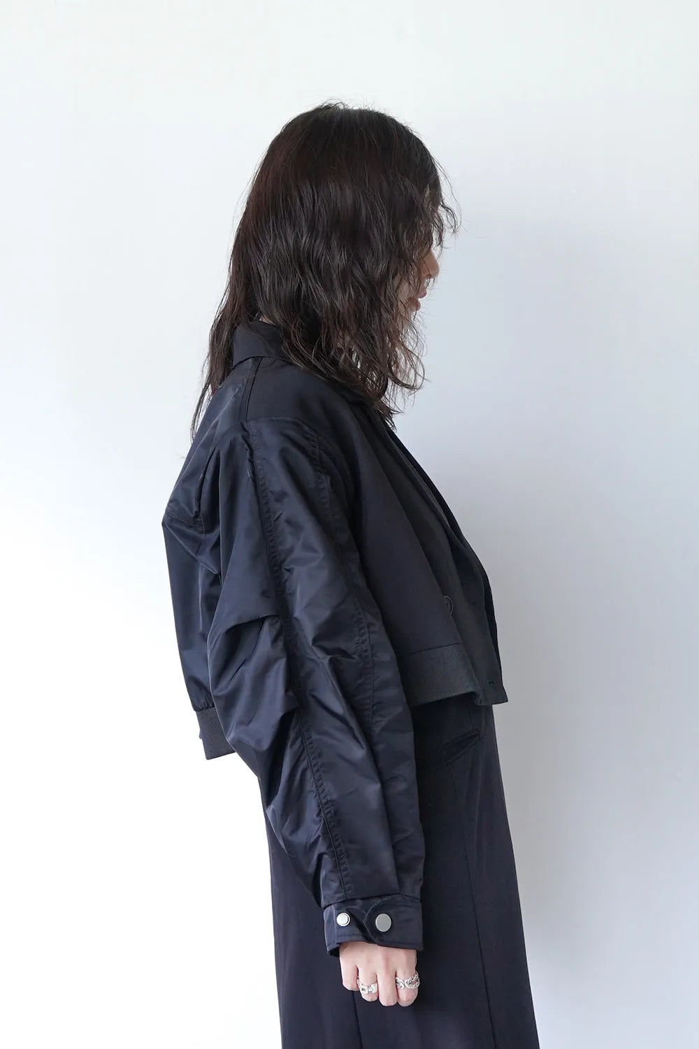 【MICALLE MICALLE】異素材ショートテーラードジャケット