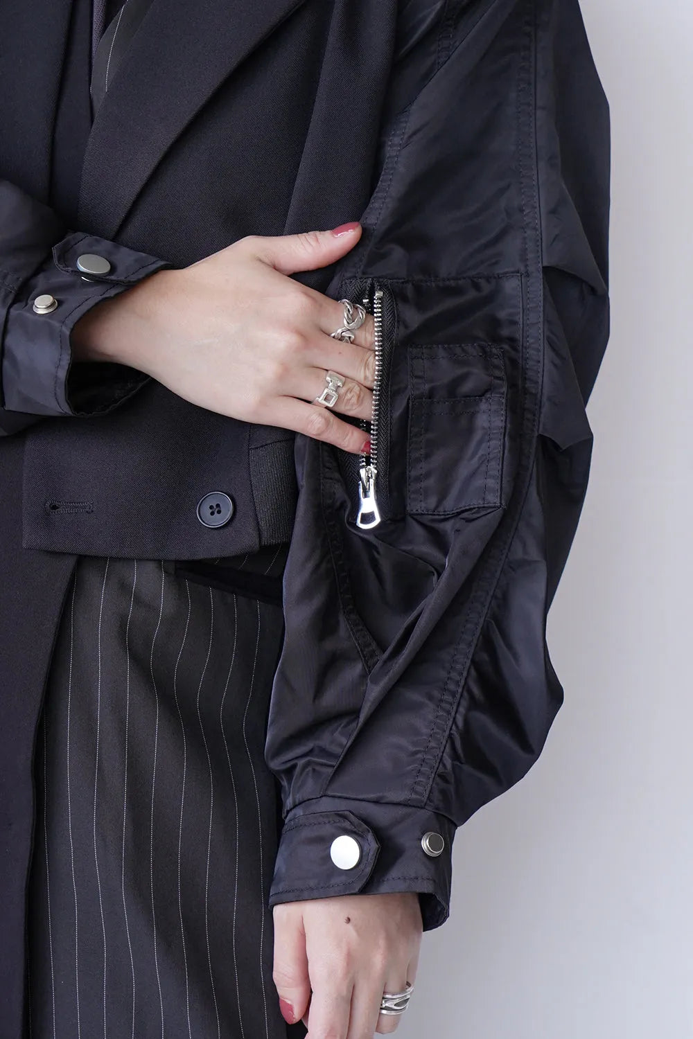 【MICALLE MICALLE】異素材ショートテーラードジャケット