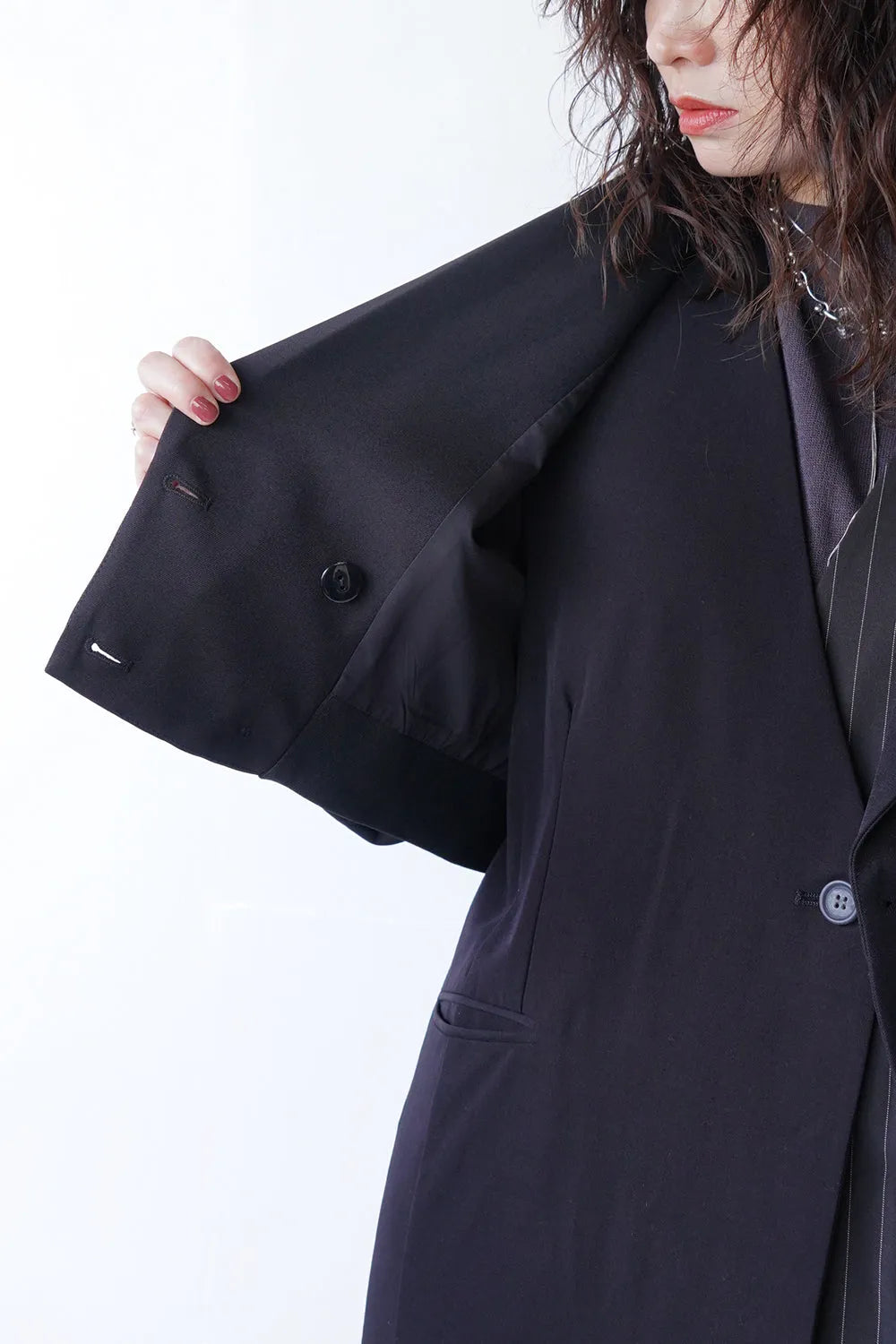 【MICALLE MICALLE】異素材ショートテーラードジャケット