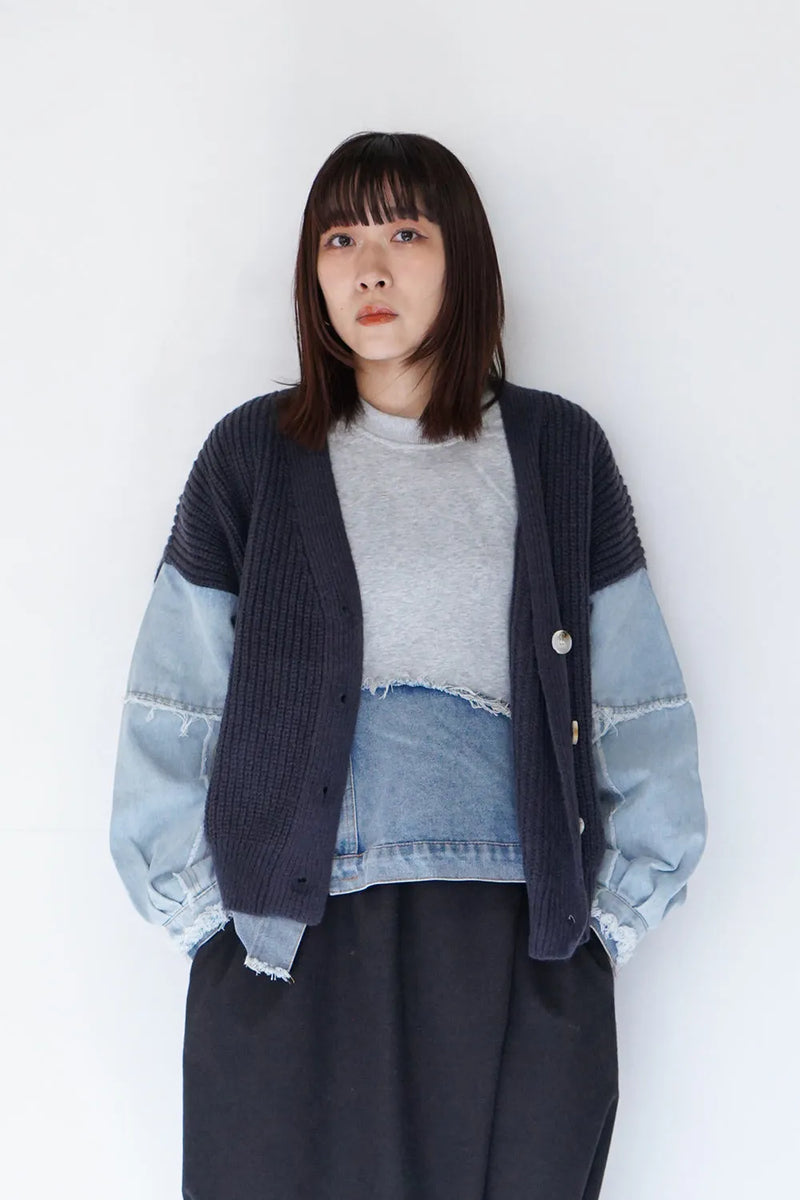 デニムコンビニットカーディガン