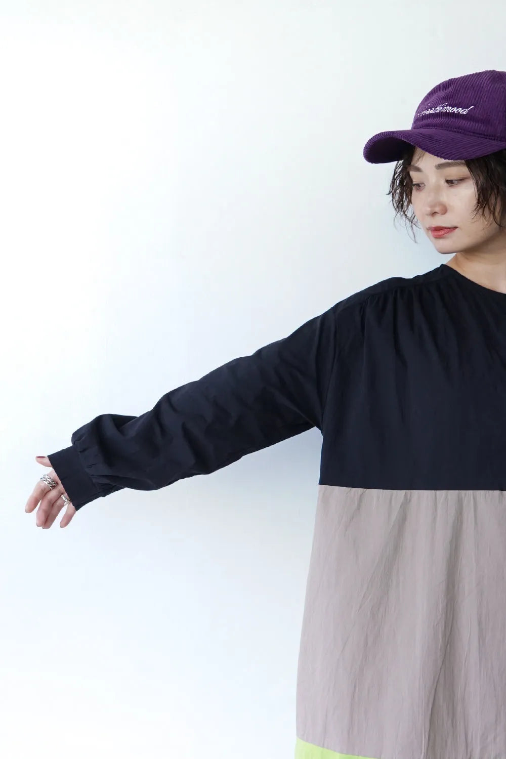 4配色切替フレアワンピース