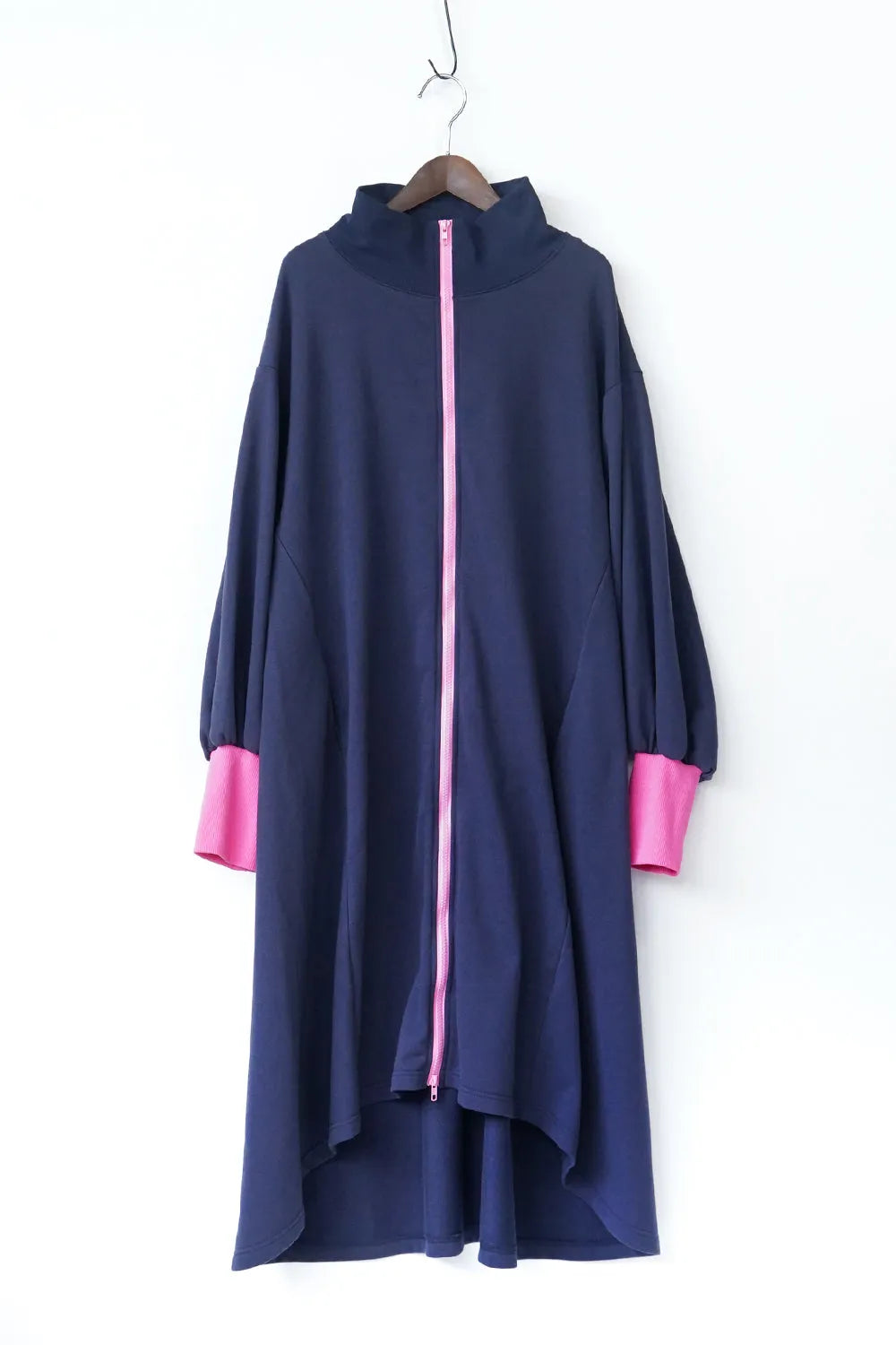 【LILA n' citta】裏毛ジップバイカラーワンピース