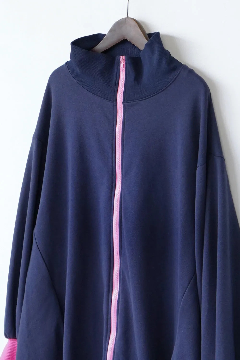 【LILA n' citta】裏毛ジップバイカラーワンピース