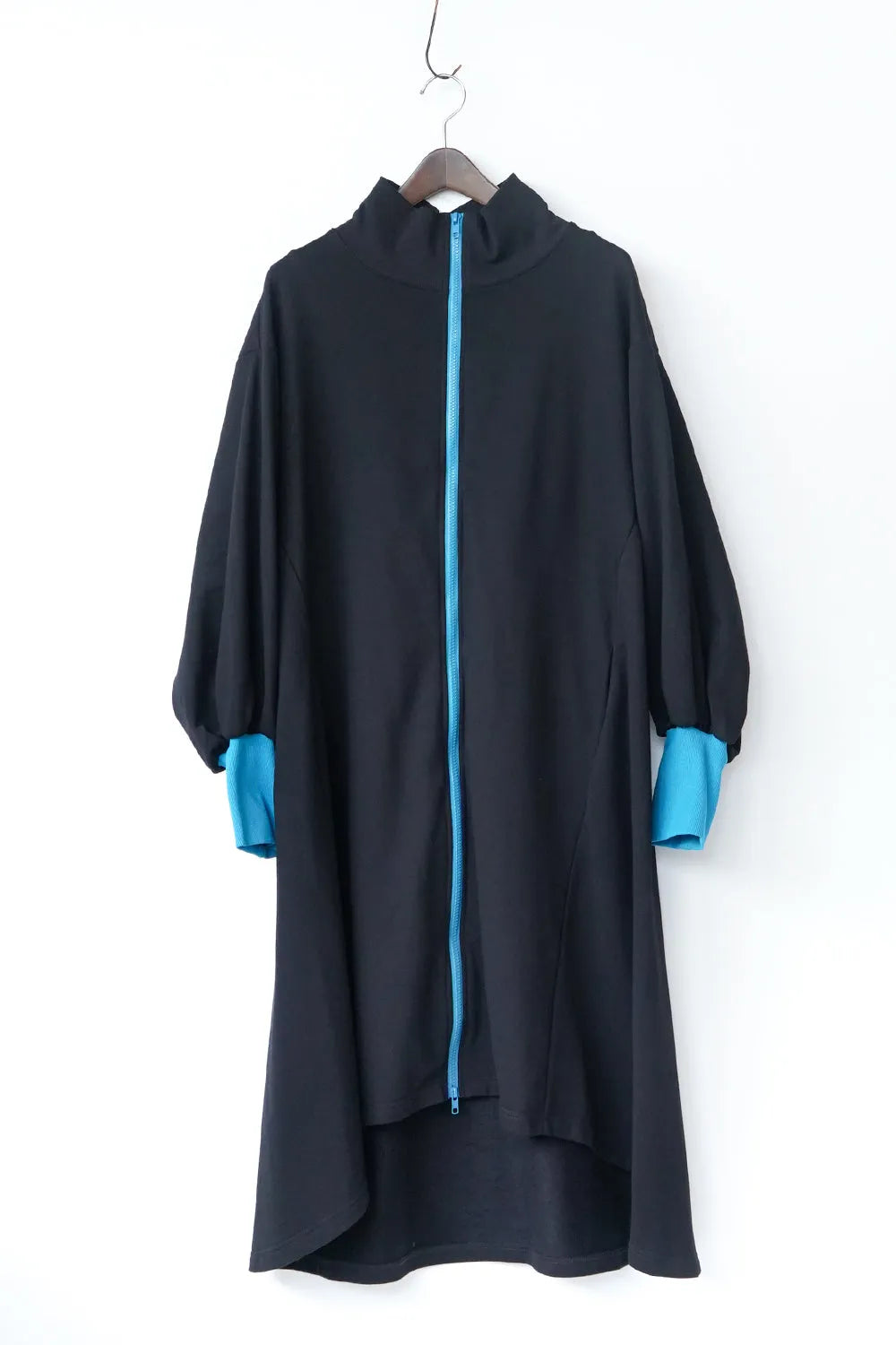 【LILA n' citta】裏毛ジップバイカラーワンピース