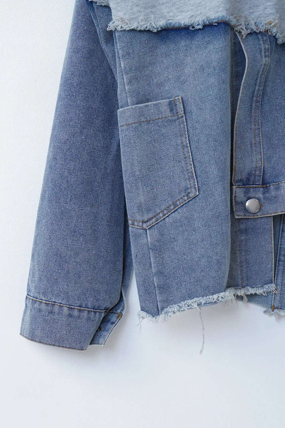 【予約販売】スウェット×デニム切替アシメプルオーバー