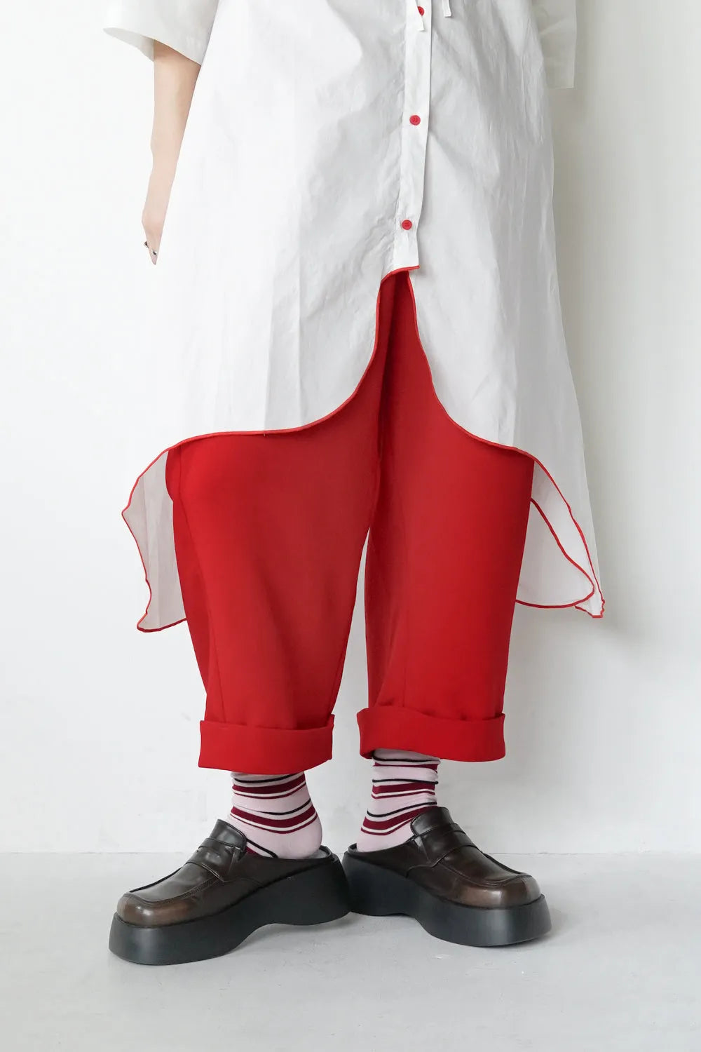 無地×マルチボーダーソックス