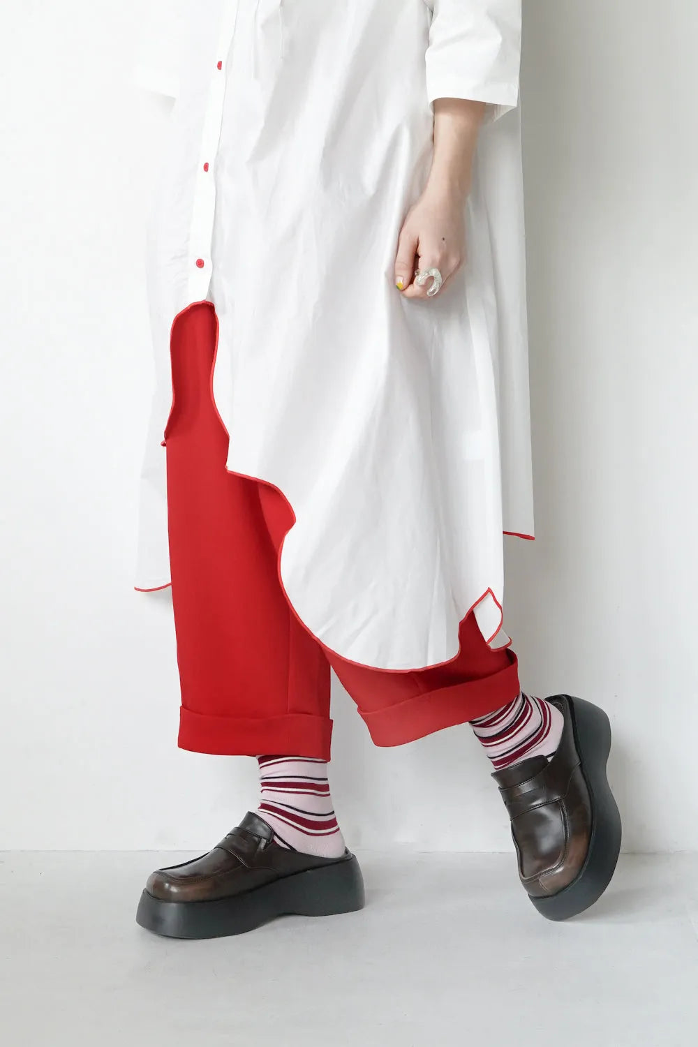 無地×マルチボーダーソックス