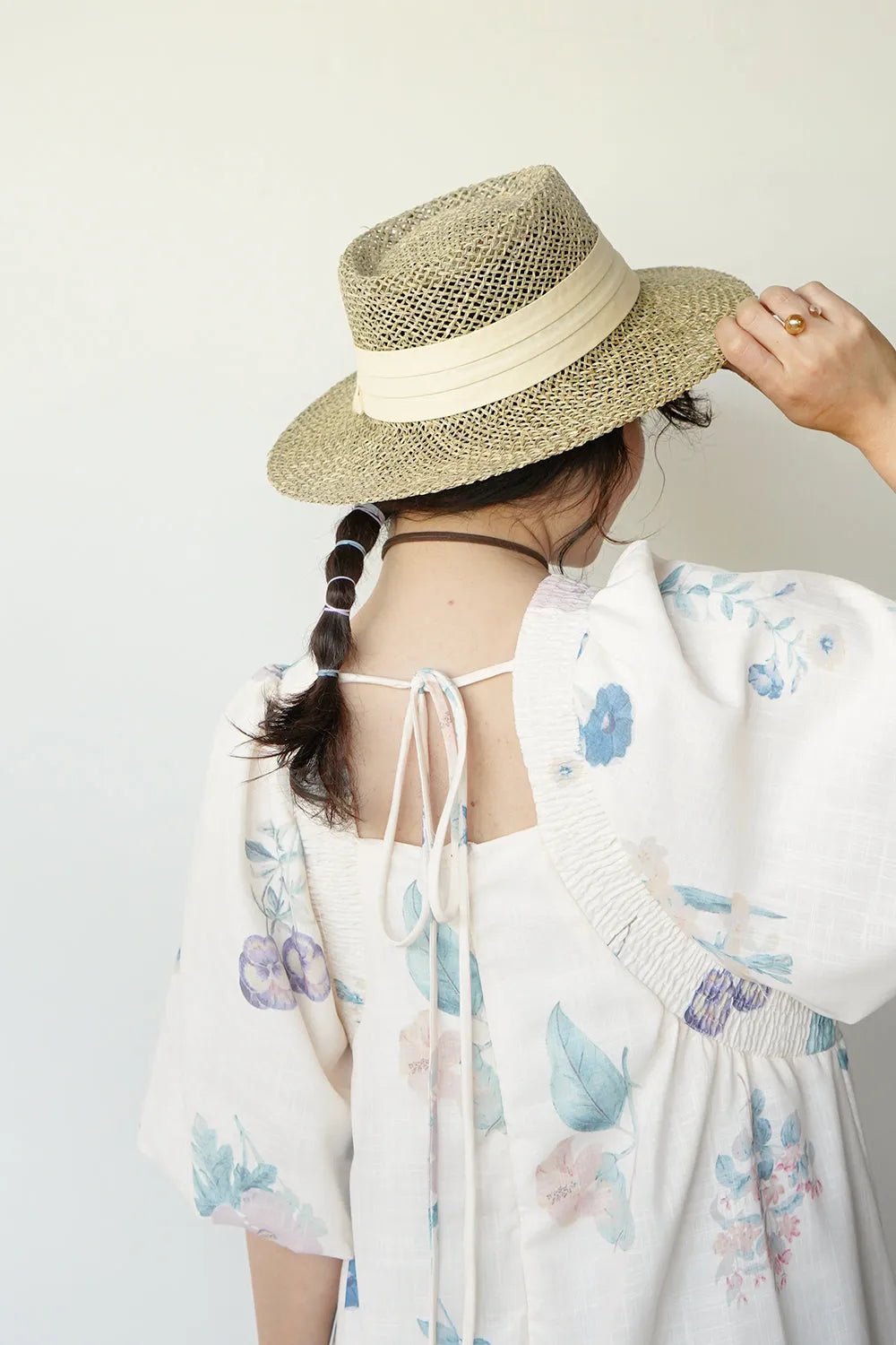 パステル花柄 ボリュームスリーブワンピース