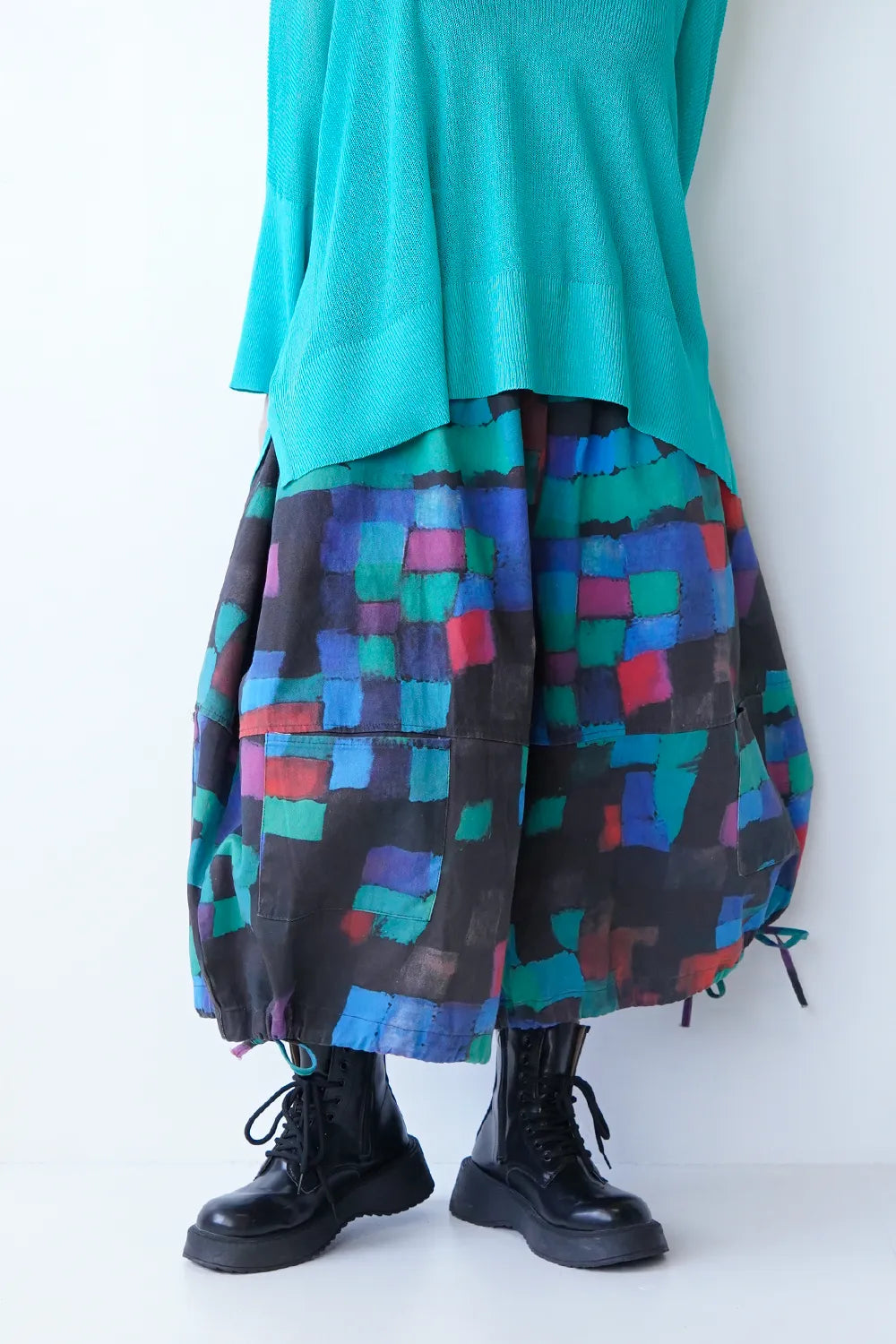 アートプリントコットンワイドパンツ