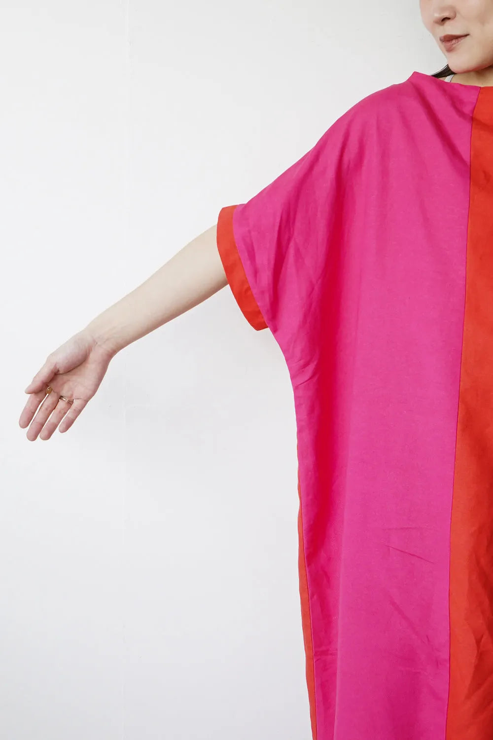 【LILA n’ citta】リネンレーヨンバイカラーワンピース