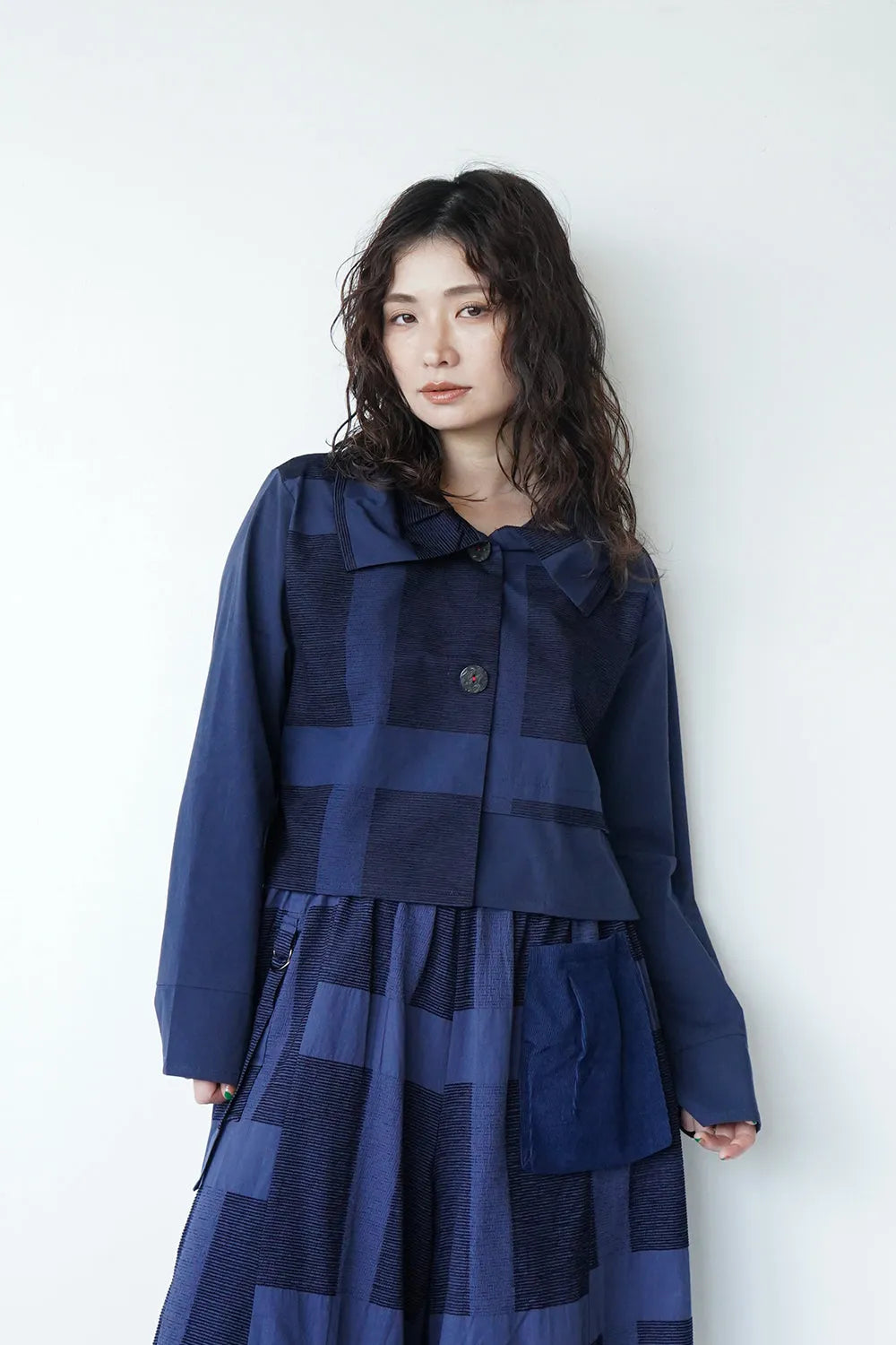 格子柄ショートジャケット