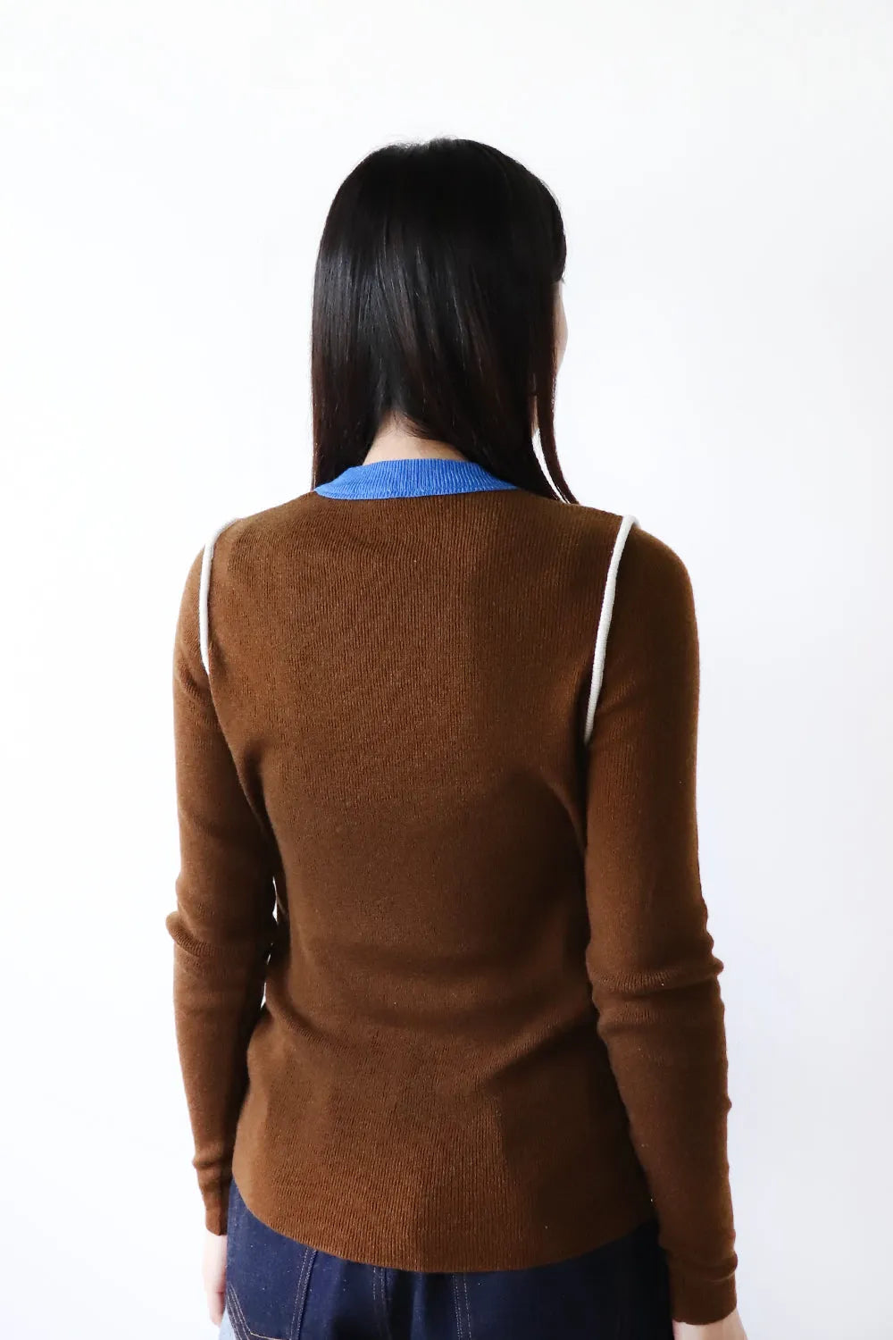 ホワイトライン配色ニットソー