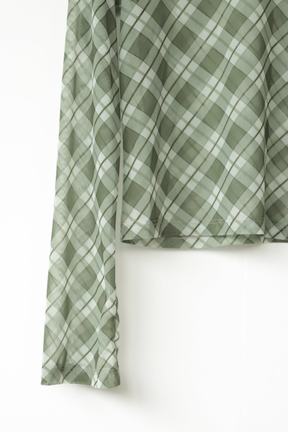 シアー素材 グリーン チェック クロップド チェック柄シアーカットソー – LILA & CITTA ONLINE SHOP