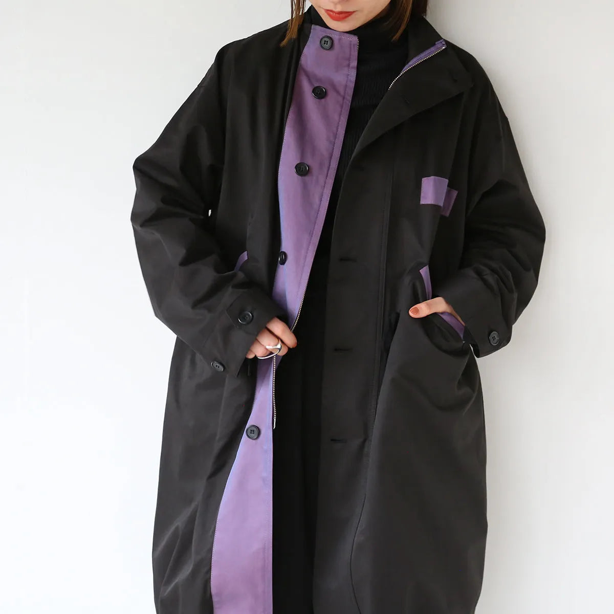 【LILA n’ citta】バイカラーフィッシュテールコート