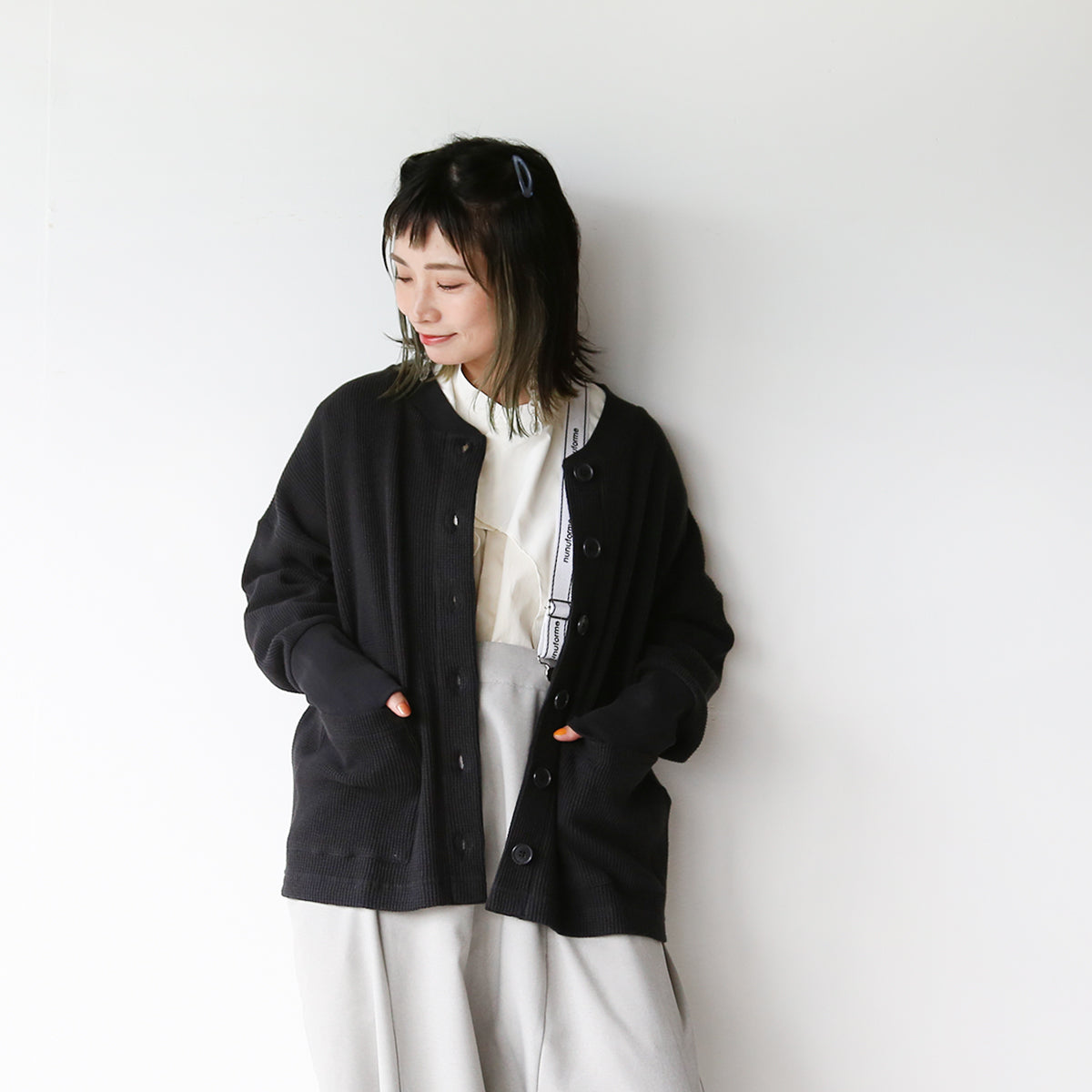 LILA n' citta】リネン混ワッフルワイドカーディガン – LILA