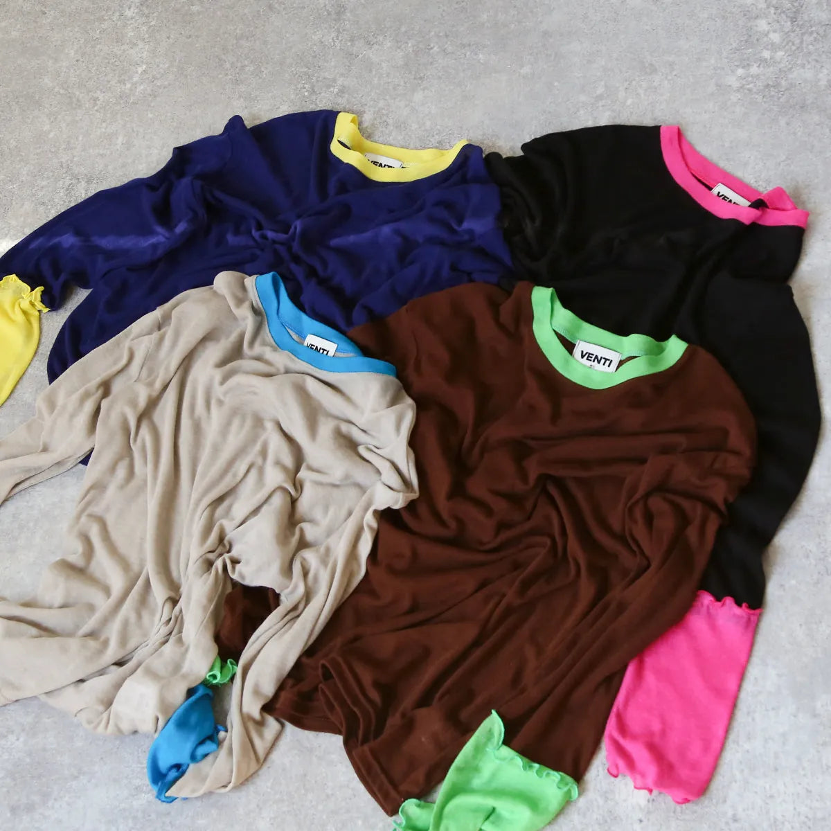 配色切替薄手カットソー