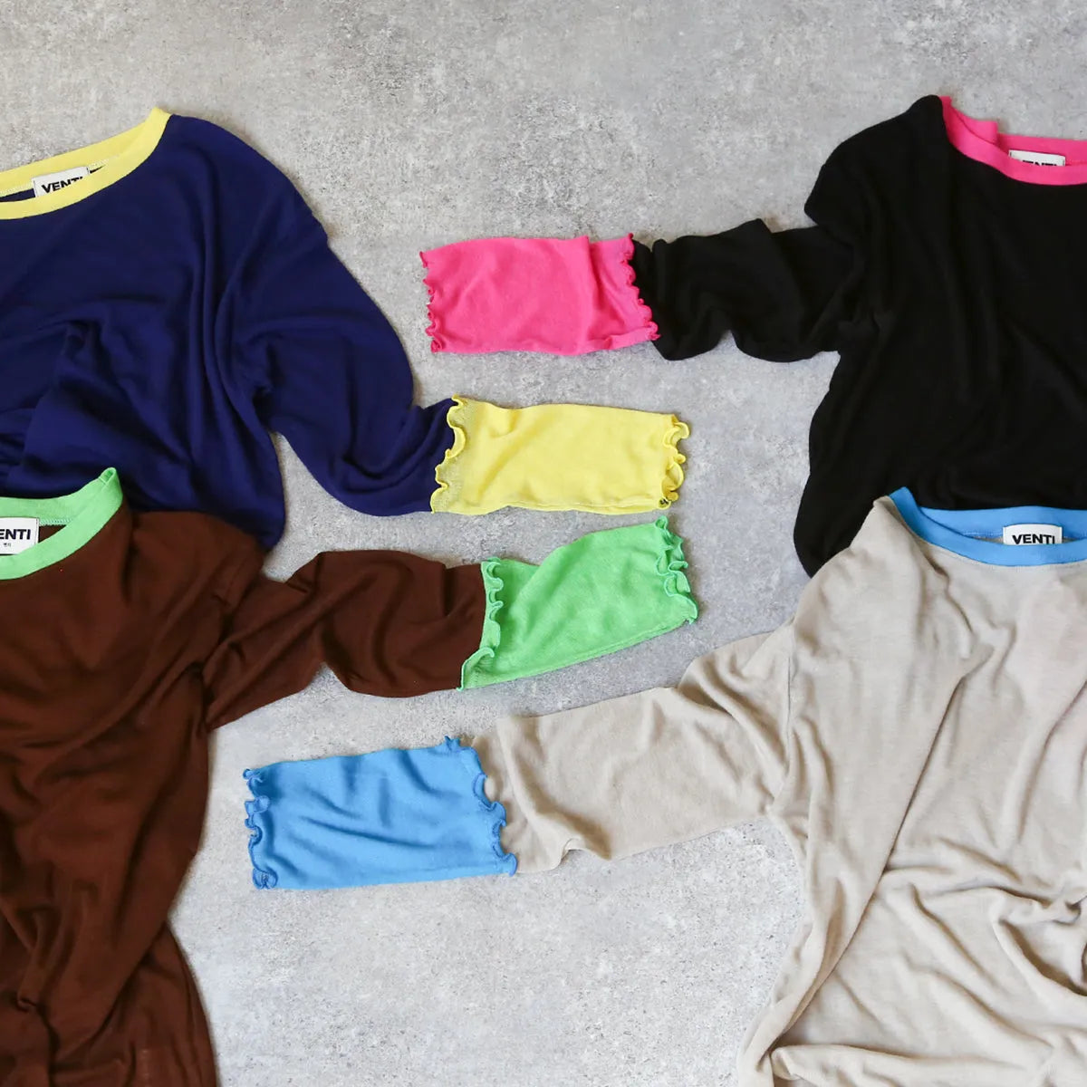 配色切替薄手カットソー