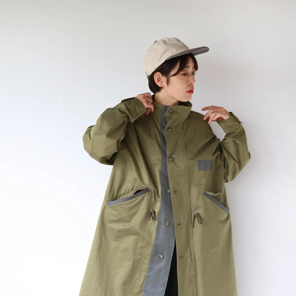 【LILA n’ citta】バイカラーフィッシュテールコート