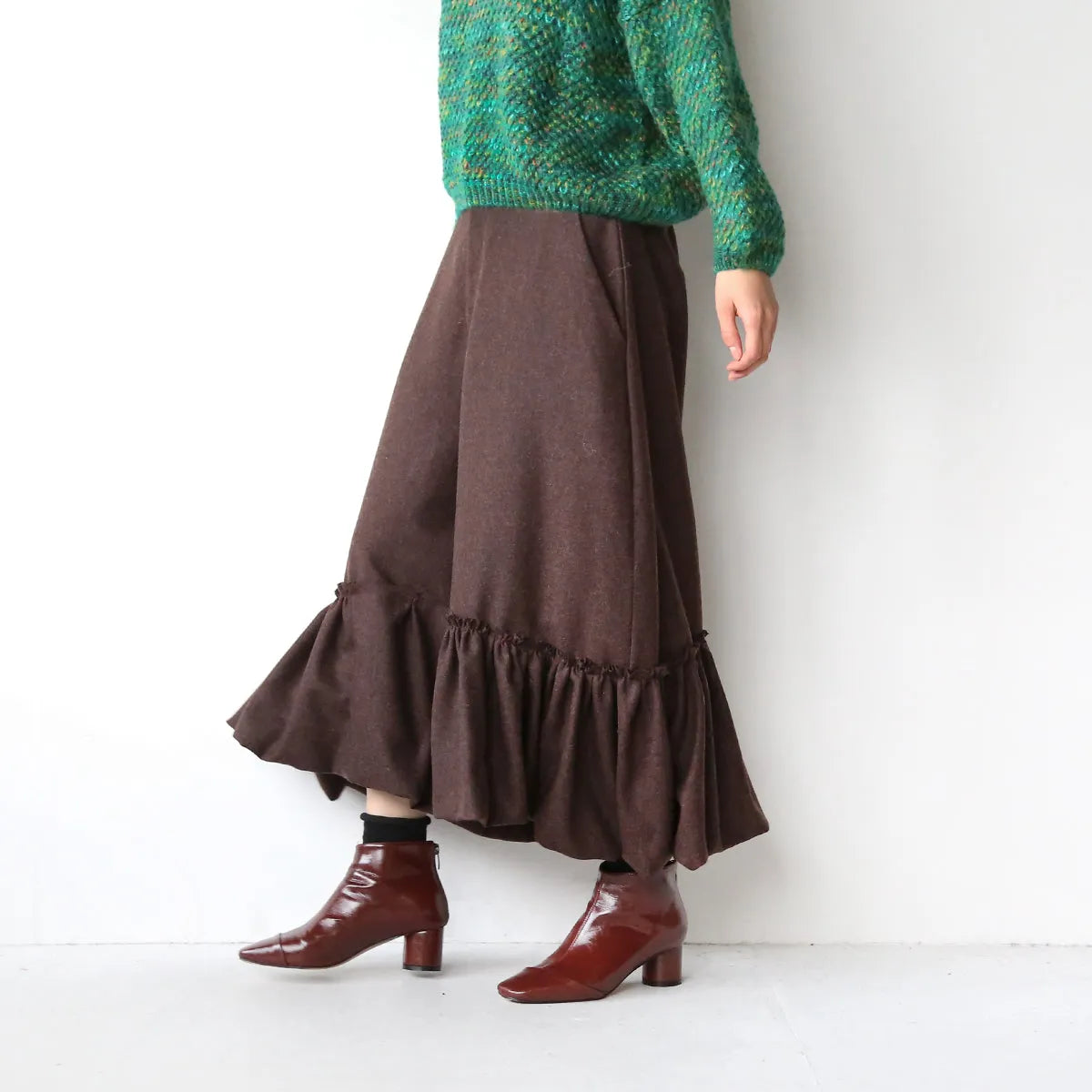 【LILA n’ citta】裾ギャザー切替パンツ